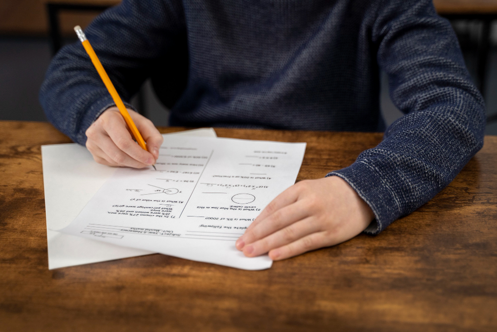 Focused student studying for SAT